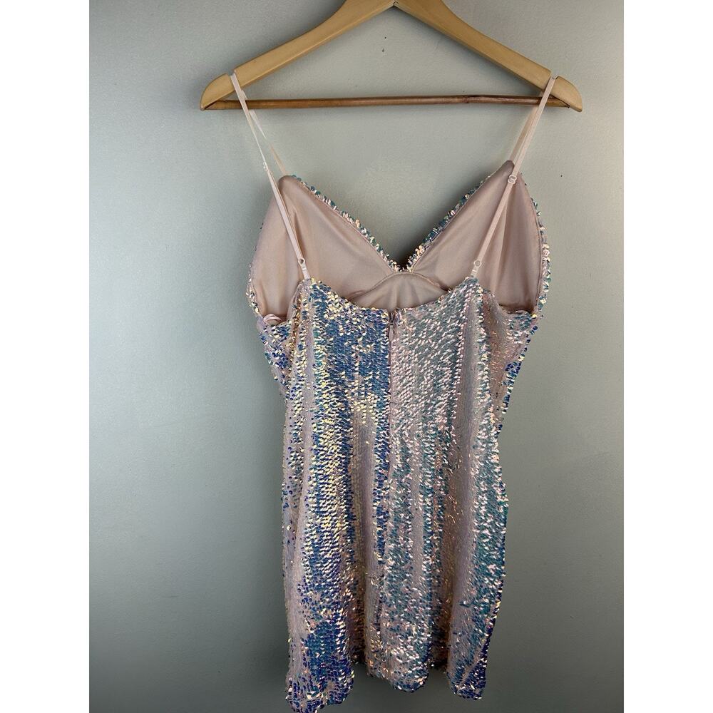 Fashion Nova Keep Your Shine Blush Pink Sequin Lined Dress Sz L Hoco Strappy - Picture 11 of 12